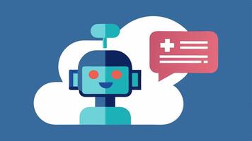 Virtual Assistant An AI chatbot icon next to a medical imaging scan illustrating the concept of AI providing insights and answering questions.. vector