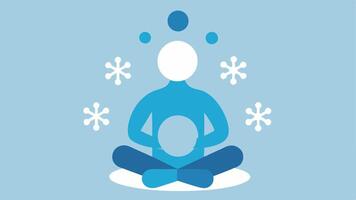 Stress Relief A figure with a stress ball in hand surrounded by snowflakes symbolizing the cooling effect of cryotherapy on stress reduction.. vector