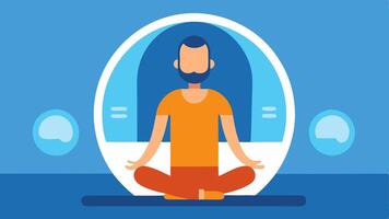 Positive mindset A scene capturing an athlete meditating in front of the hyperbaric chamber reinforcing mental focus during the healing process.. vector