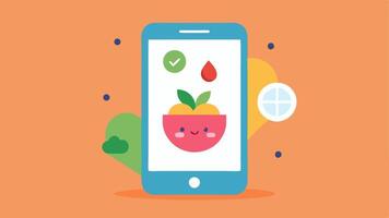 Wellness Recommendation Notification A smartphone screen with a popup notification alerting the user with a personalized health tip illustrated with cheerful icons of fruits and. vector