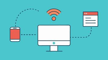 Wireless Capability A graphical representation of the scanner wirelessly sending data to a larger monitor or health record system indicated by dotted lines or signals.. vector