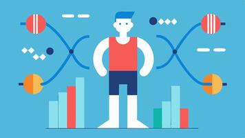 These illustrations capture the essence of using genetic data for optimizing fitness plans in a visually engaging manner.. vector