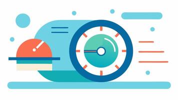 Speedy Analysis Graphic An illustration depicting a fastmoving digital clock alongside an MRI scan representing the rapid analysis capability of AI in diagnostics for aging. vector