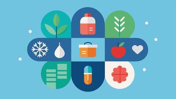 Seasonal Health Essentials An illustration featuring various supplements categorized by seasons highlighting how customized health needs change throughout the year.. vector