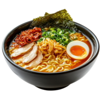 Delicious Ramen Bowl with Pork and Egg png
