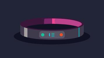 Wristband with LED Display A sleek wristband with an adjustable LED screen showing the current temperature and user settings glowing softly in various colors for different. vector