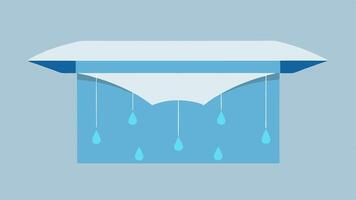 Gentle Rainfall A ceiling panel designed to mimic the sound of raindrops featuring fabric that resembles falling water with soft light filtering through to enhance the ambiance.. vector