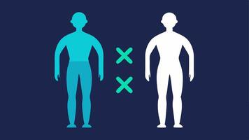 Two Silhouettes Side by Side One silhouette representing a person with average fitness and the other optimized with a glowing aura showcasing the genetic advantage.. vector