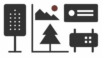 Wayfinding Signs Simple clear signposts with braille and large print that point to various attractions along the trail designed to be easily visible and understandable.. vector