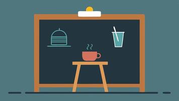 Menu Board A digital or chalkboard menu that has been created in large print with visualsicons to help convey the options available to diners.. vector