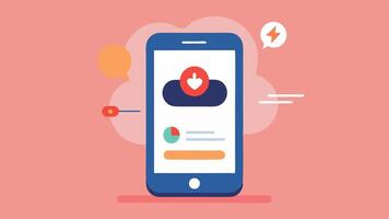 Push Notifications An illustration of a phone receiving alerts and notifications depicted as popups with icons for reminders about workouts meals or meditative breaks.. vector