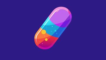 Supplement Capsules A semitransparent capsule design floating in a gradient background showcasing a blend of colorful powders and microchips inside emphasizing advanced. vector