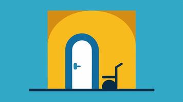 Wide Doorways An open doorway depicted wider than average with a wheelchair icon symbolizing accessibility for mobility devices.. vector