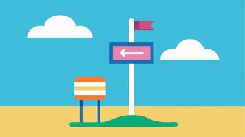 Signage An illustration of a clear and colorful signpost at the entrance of an accessible beach indicating facilities like accessible restrooms ramps and beach chair rentals.. vector