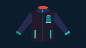 Thermal Monitoring Jacket A lightweight jacket outlined with visible temperature sensors that change color based on body heat along with a small display on the sleeve showing. vector