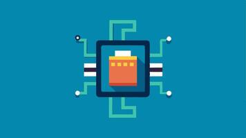 Power Source A depiction of the chip powered by a small battery or charging device illustrating how it operates independently.. vector