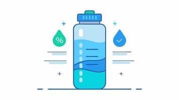 Water Intake Tracker A visual water bottle that fills up as the user logs their daily water intake complemented by motivational text on hydration benefits.. vector