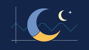 Sleep Cycle Graph with Moon An illustration of a sleep cycle chart alongside a crescent moon highlighting the importance of sleep optimization.. vector