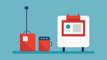 Portable Voting Aid A portable voting aid like a small screen with audio output options is illustrated next to a voting booth showing its ability to be easily transported to. vector