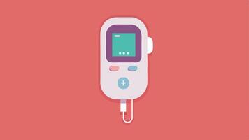 Portable Hormone Analyzer A handheld device resembling a remote control with a small screen showing a detailed graph of hormonal fluctuations. The device has buttons for reminder. vector