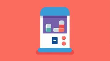 Smart Pill Dispenser A small automated pill dispenser with compartments for each day and time showing an alert light indicating its time to take medication.. vector
