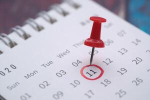 Highlighted Calendar Date with a Red Push Pin for Important Reminders and Events photo