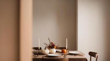 A serene and intimate Thanksgiving scene captured in a minimalist photography style photo
