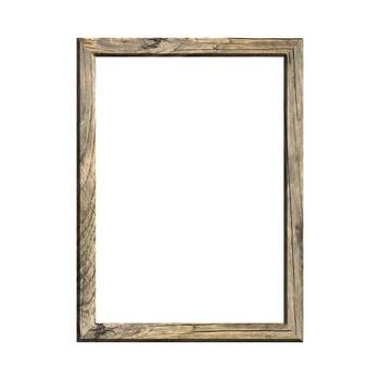 wooden frame with isolated white background. front view of classic wooden frame. for A4 image or text. photo