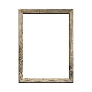 wooden frame with isolated white background. front view of classic wooden frame. for A4 image or text. photo