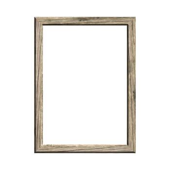 wooden frame with isolated white background. front view of classic wooden frame. for A4 image or text. photo