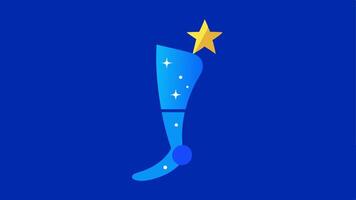 Starry Leg A bright blue leg prosthetic featuring glowing star patterns and a whimsical shooting star graphic making walking an adventurous experience.. vector