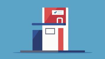 Side View of a Voting Booth A side view illustration showing a voting booth with an easy ramp leading up to it designed for wheelchair users alongside clear signage indicating. vector