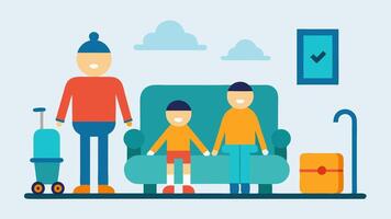 Family Assistance Area Depict a familyfriendly area where travelers with disabilities can access support services featuring plush seating and kidfriendly amenities.. vector