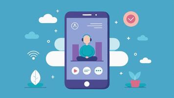 Customized Sensory Playlist A smartphone screen filled with icons of various sensory activities e.g. meditation sounds visuals. Users can drag and drop icons into a playlist to. vector