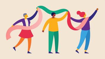 Colorful Props A scene where individuals are using colorful scarves and ribbons as props waving them in the air while dancing emphasizing creativity and expression in adaptive. vector