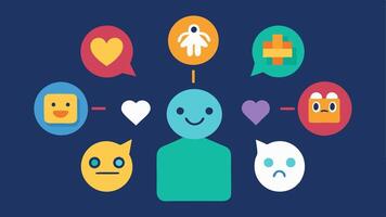 Emotion Icons A visual of game pieces that represent different emotions through tactile icons promoting understanding of feelings a players and fostering teamwork.. vector
