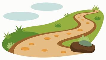 Footpath with Textures A winding footpath built from different natural materials like pebbles grass and wood inviting visitors to explore with touch while appreciating the. vector