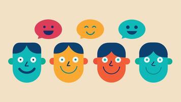 Emotional Expressions A series of faces with different emotional expressions happy thoughtful relieved to represent the journey of discussing mental health in a supportive. vector