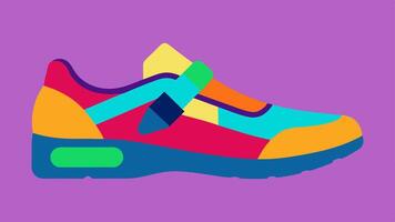 Adjustable Ss A vibrant illustration of sneakers with adjustable Velcro ss showcasing various color options emphasizing ease of fastening for those with different mobility needs.. vector