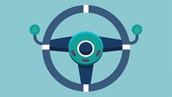 Adaptive Steering Wheel A topdown view of a car with an oversized steering wheel that has a pushpull control for acceleration and braking tailored for drivers with limited upper. vector