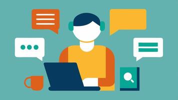 Assistive Technology Usage An individual using adaptive devices like a speechtotext tool showcasing how technology aids people with disabilities in a media context.. vector