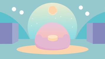 Calm Oasis A serene room filled with soft pastelcolored walls. A large beanbag chair sits in the center surrounded by gently glowing orbs radiating soothing light.. vector