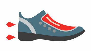 Cushioned Insole A side view of an adaptive shoe with a thick cushioned insole alongside arrows demonstrating shock absorption and support for sensitive feet.. vector