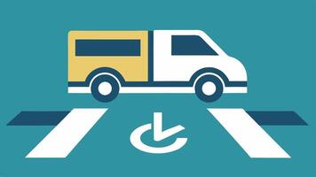 Accessible Van Parking A designated parking space specifically for vans with a ramp symbol highlighted with background arrows guiding towards it.. vector