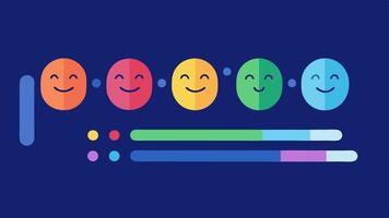 Dynamic Emotion Chart A chart displaying different facial expressions alongside color gradients. Users can slide a bar to represent their current feelings allowing for sensory. vector