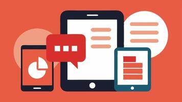 Diverse Devices A collage of three smartphones and a tablet displaying content with accessibility features such as high contrast texttospeech icons and large font settings.. vector