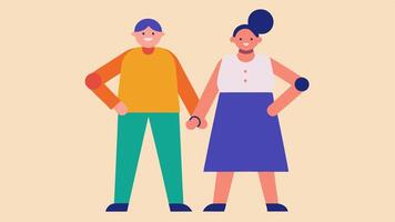 Caring Connections A model with a cognitive disability being assisted by a friend both wearing matching outfits showing the bond and support in the inclusive fashion world.. vector