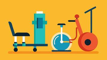 Adaptive Cardio Equipment A treadmill and a stationary bike both designed with adjustable seating and controls allowing people with different mobility needs to use them. vector