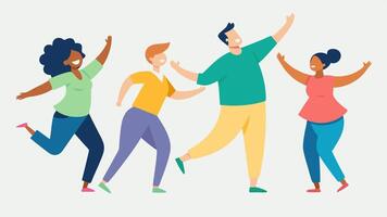 Dance Class with Diverse Abilities A lively dance class where individuals of different abilities are learning choreography together combining movement with fun and camaraderie.. vector