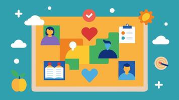 Community Boards A vibrant corkboard filled with community activities inclusive workshops and wellness resources encouraging employee engagement.. vector